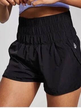 FP Movement by Free People Black Smocked Waist Athletic Shorts